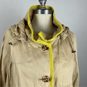 Anthropologie Hei Hei Tan Yellow Trim Swing Jacket